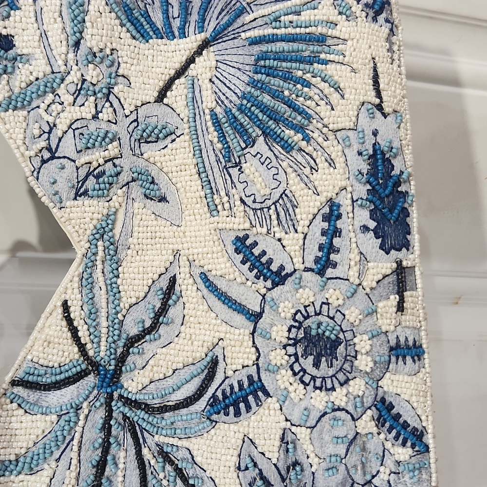 💙🔹️ Made In India Viral blue and white floral beaded bamboo handle bag ✨️💙 - Picture 6 of 10
